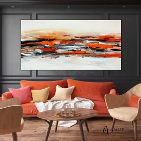 Red, orange & white large abstract wall art made to order in a custom size