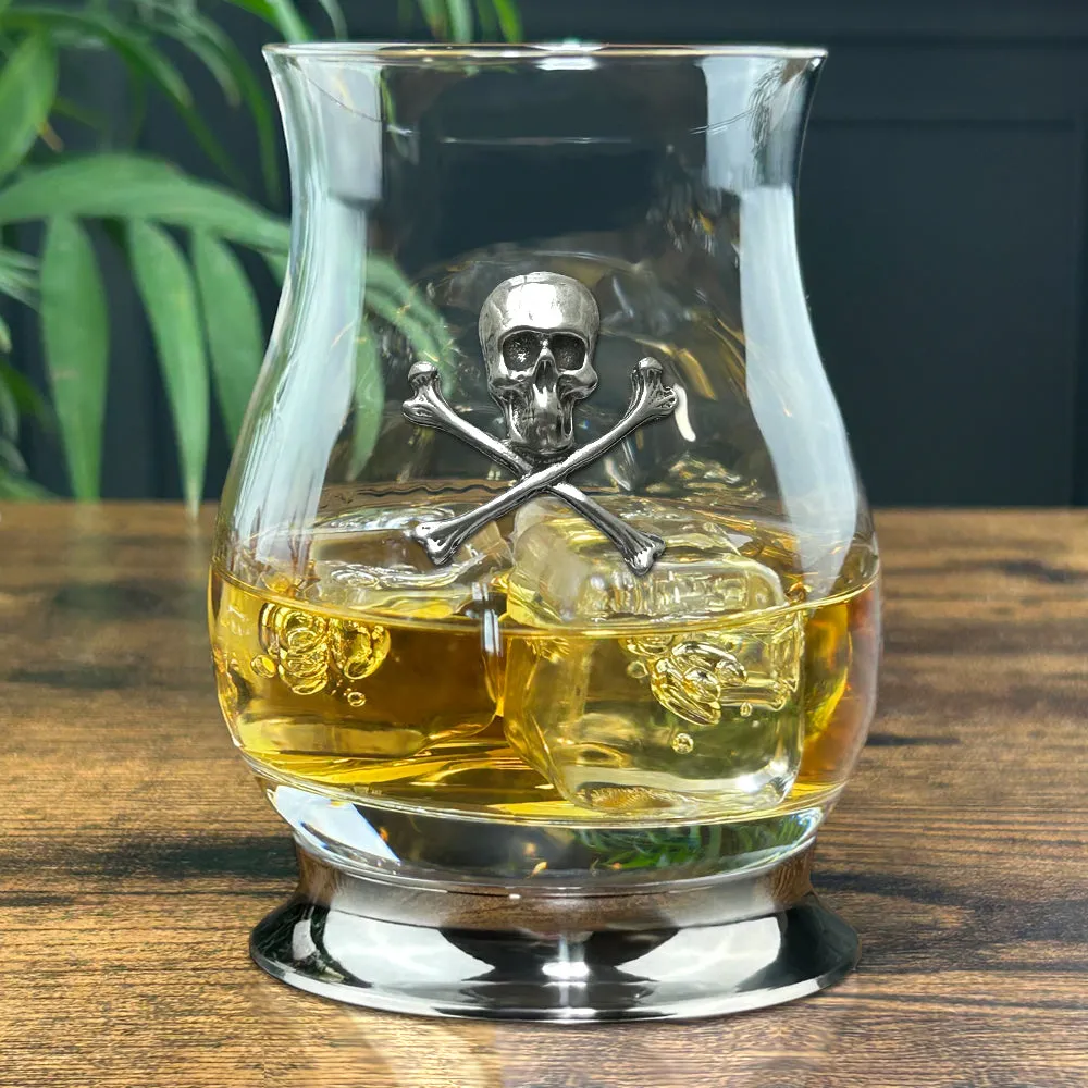 The Glencairn Whisky Mixer Glass with Pewter Base and Skull and Crossbones 350ml