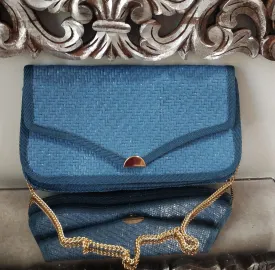 *VINTAGE MADE IN ITALY FASHION IMPORTS BLUE STRAW PURSE - PERFECT FOR SPRING & SUMMER