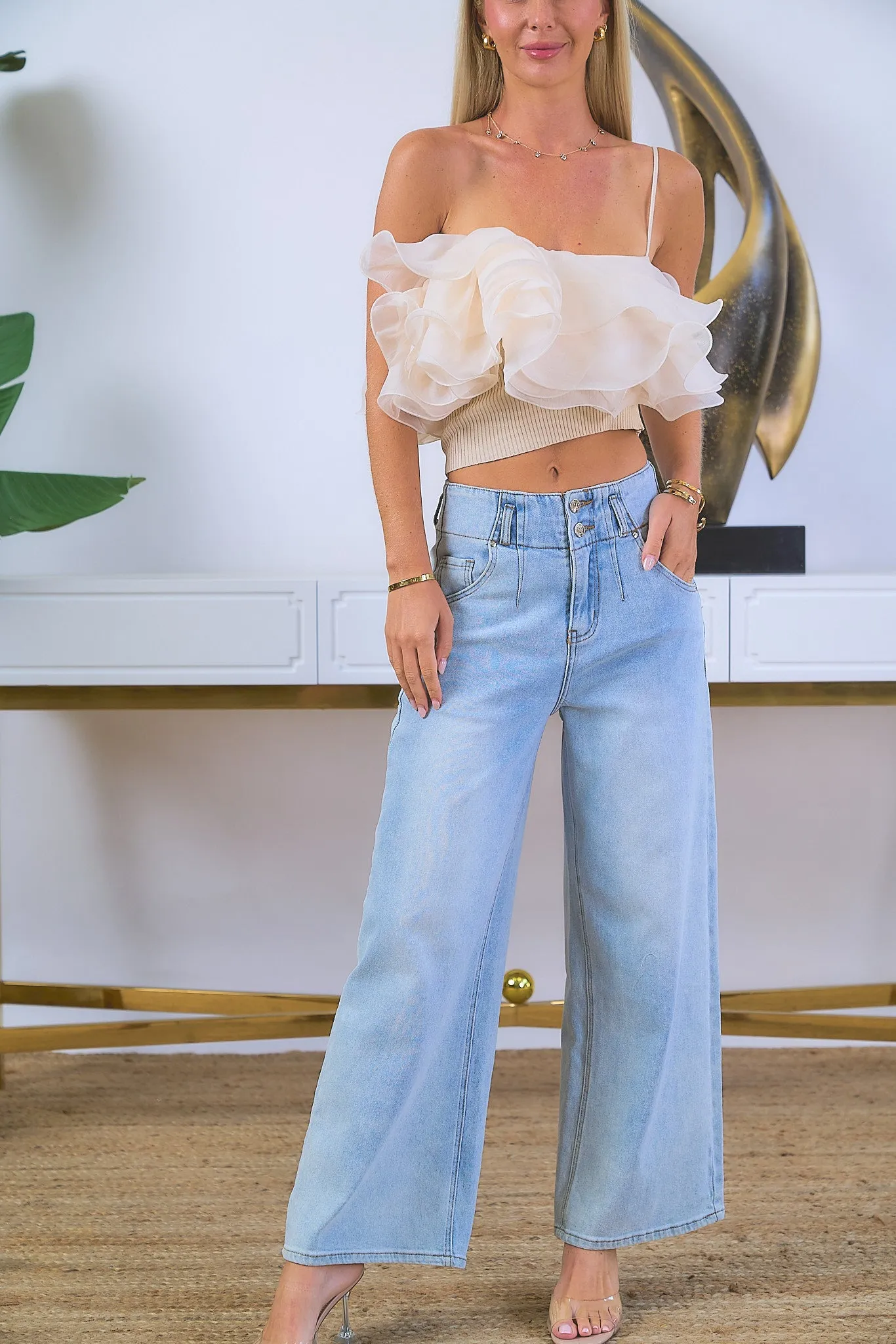 Wide Leg Denim Pants