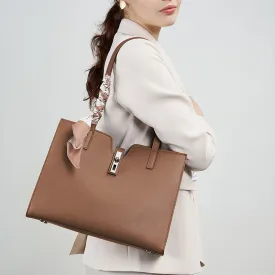 Women Cowhide Leather Capacious Shoulder Tote Bag