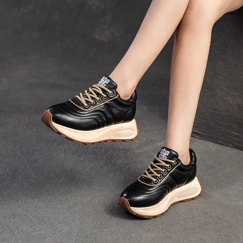 Women Minimalism Quilted Leather Casual Sneakers