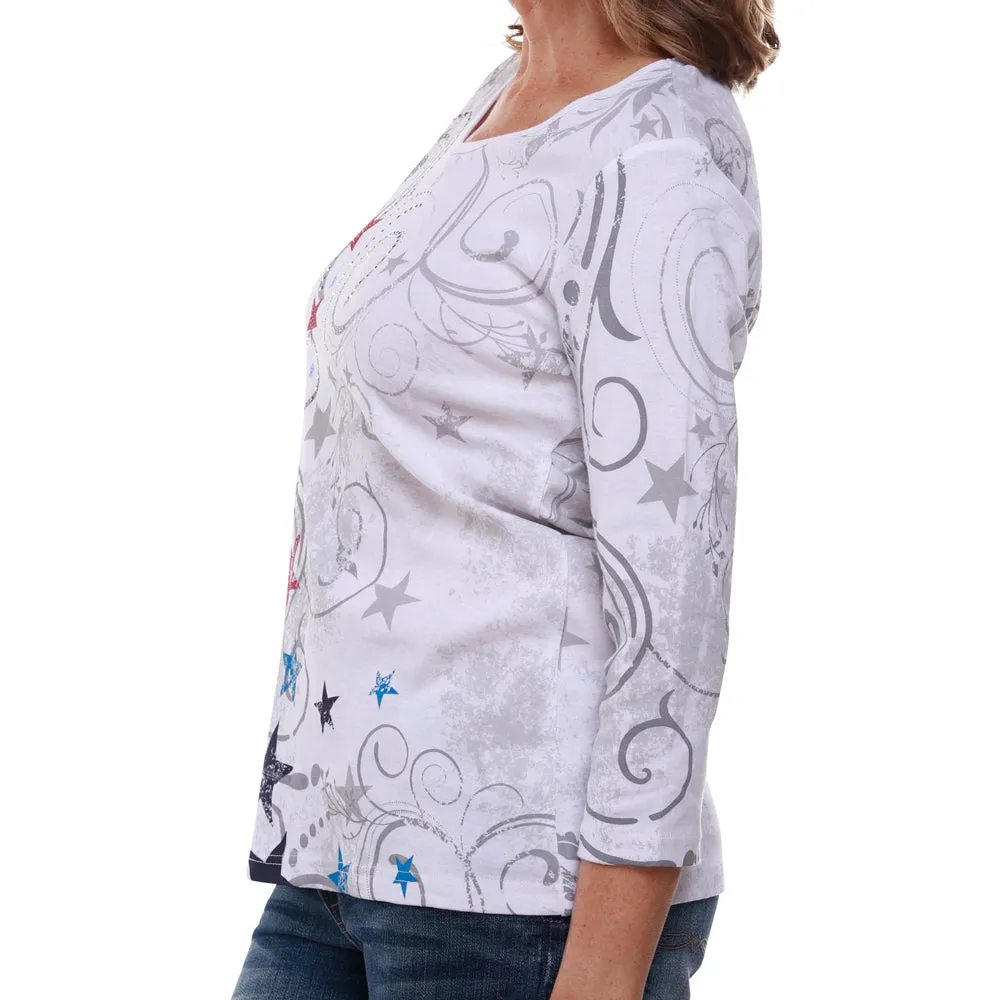 Women's Star Spangled 3/4 Sleeve Top