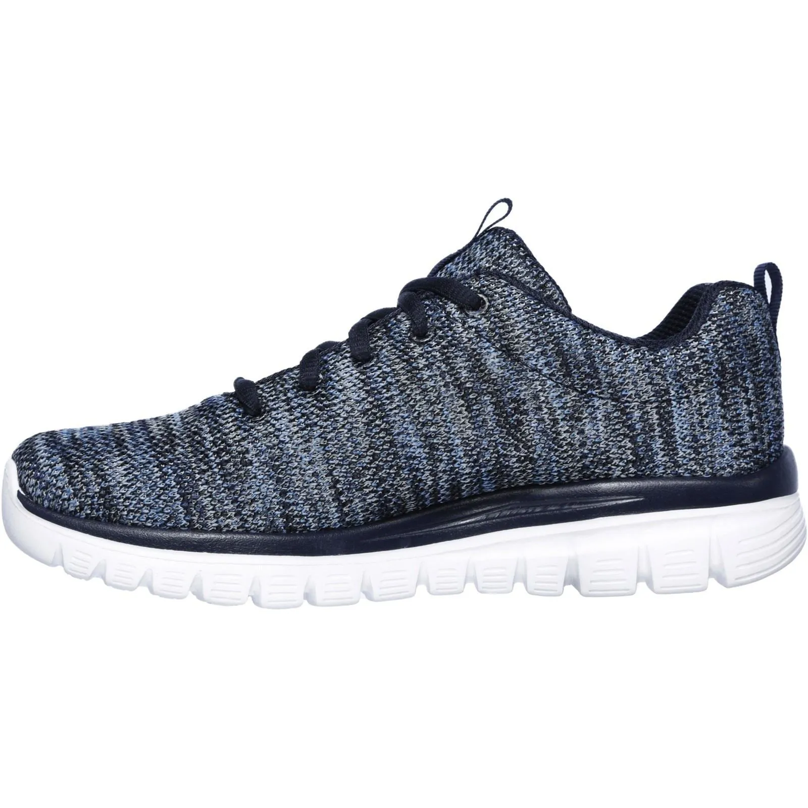 Women's Wide Fit Skechers 12615  Graceful Get Connected Sports Sneakers - Navy/Blue