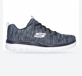 Women's Wide Fit Skechers 12615  Graceful Get Connected Sports Sneakers - Navy/Blue